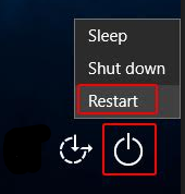 Screen shot of WIndows 10 power options menu