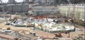 a deep pit for the foundation of a skyscraper