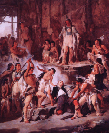 Pocahontas apologizing to John Smith after he has been caught and tied up  by Kocoum from Pocahontas by Walt Disney Studios on artnet